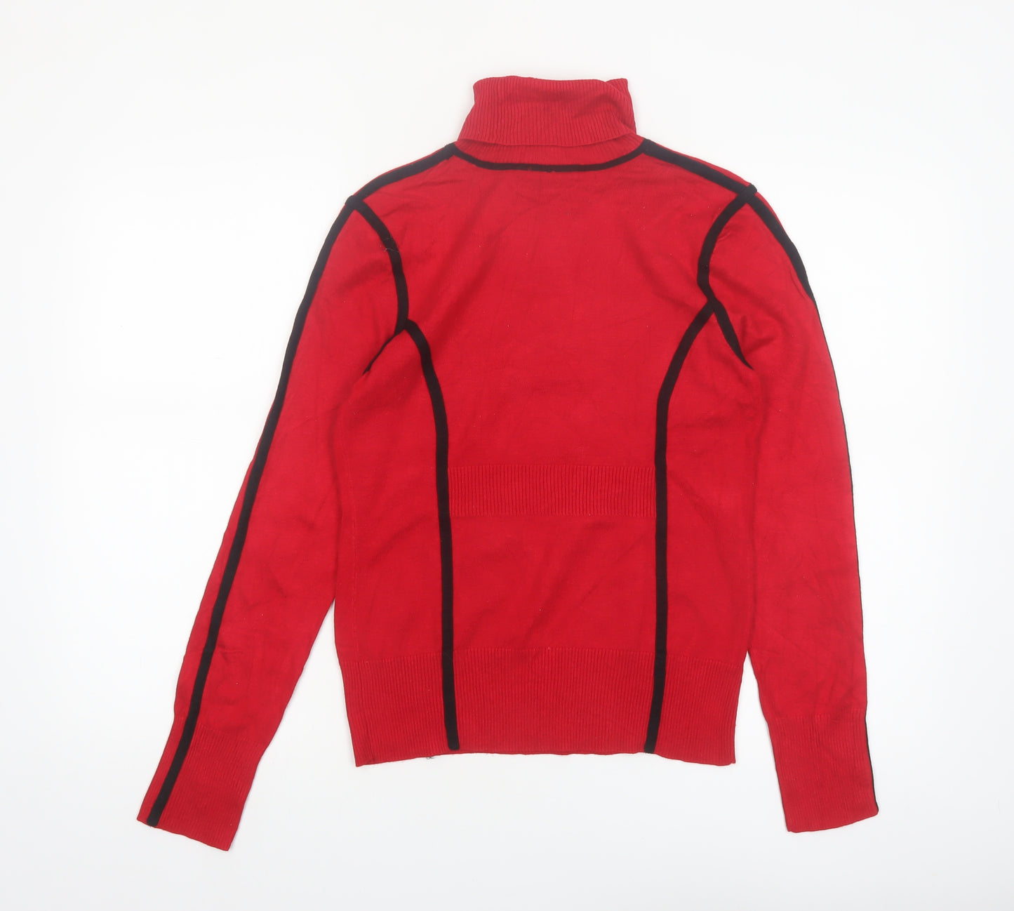Carmen Marc Valvo Womens Red Roll Neck Slim Knit Jumper M