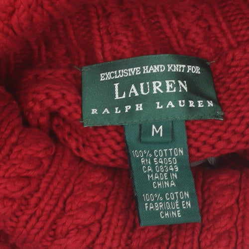 Ralph Lauren Women’s Red Roll Neck Chunky Knit Fair Isle Jumper M