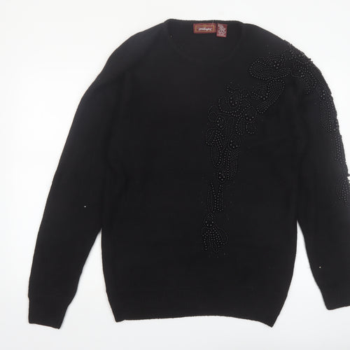Worthington Women's Black Beaded Silk Blend Jumper Size L