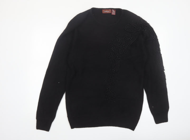 Worthington Women's Black Beaded Silk Blend Jumper Size L
