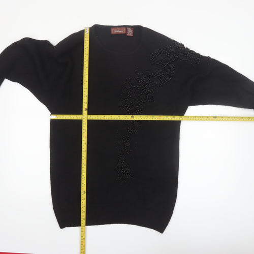 Worthington Women's Black Beaded Silk Blend Jumper Size L