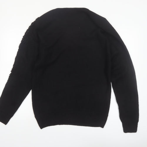 Worthington Women's Black Beaded Silk Blend Jumper Size L