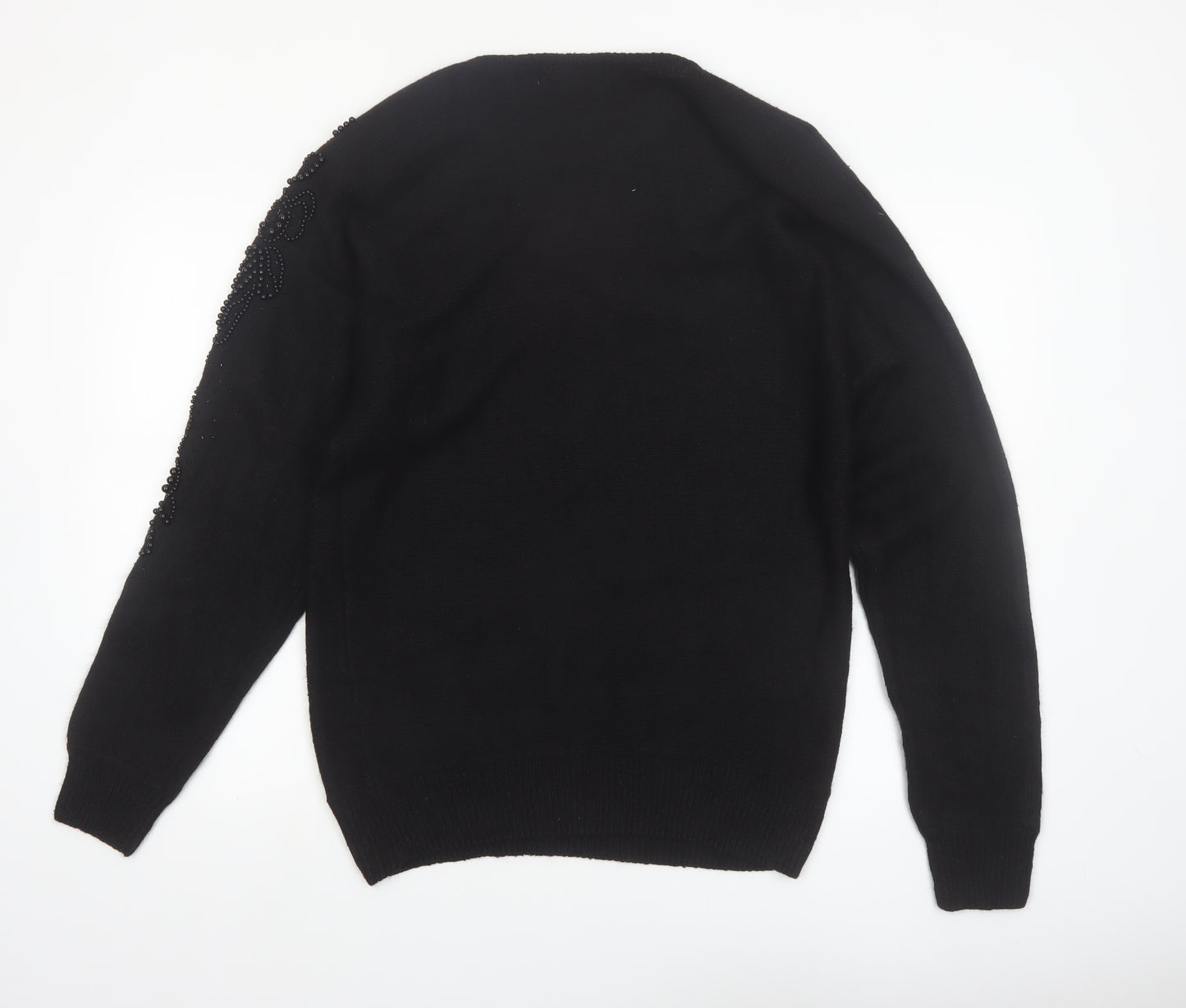 Worthington Women's Black Beaded Silk Blend Jumper Size L