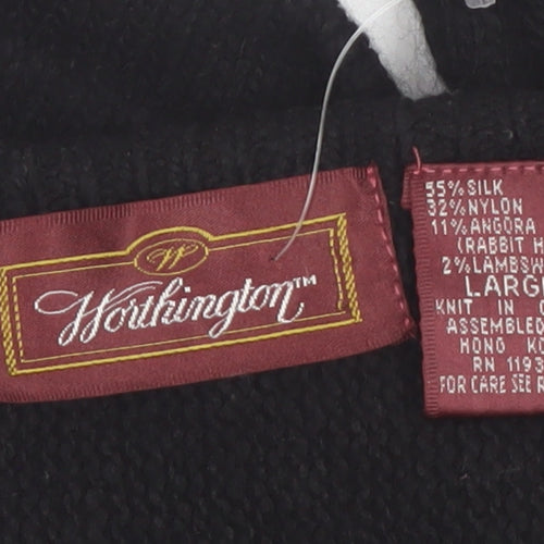 Worthington Women's Black Beaded Silk Blend Jumper Size L