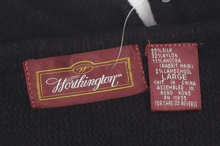 Worthington Women's Black Beaded Silk Blend Jumper Size L