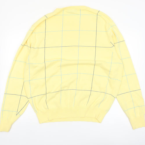 Grant Thomas Men's Yellow Checked Cotton Pullover Jumper XL