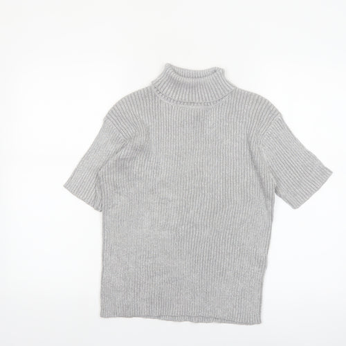 Paris Sport Club Womens Grey Roll Neck Short Sleeve Jumper L