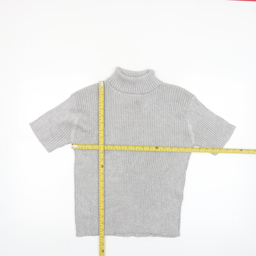 Paris Sport Club Womens Grey Roll Neck Short Sleeve Jumper L