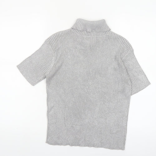 Paris Sport Club Womens Grey Roll Neck Short Sleeve Jumper L