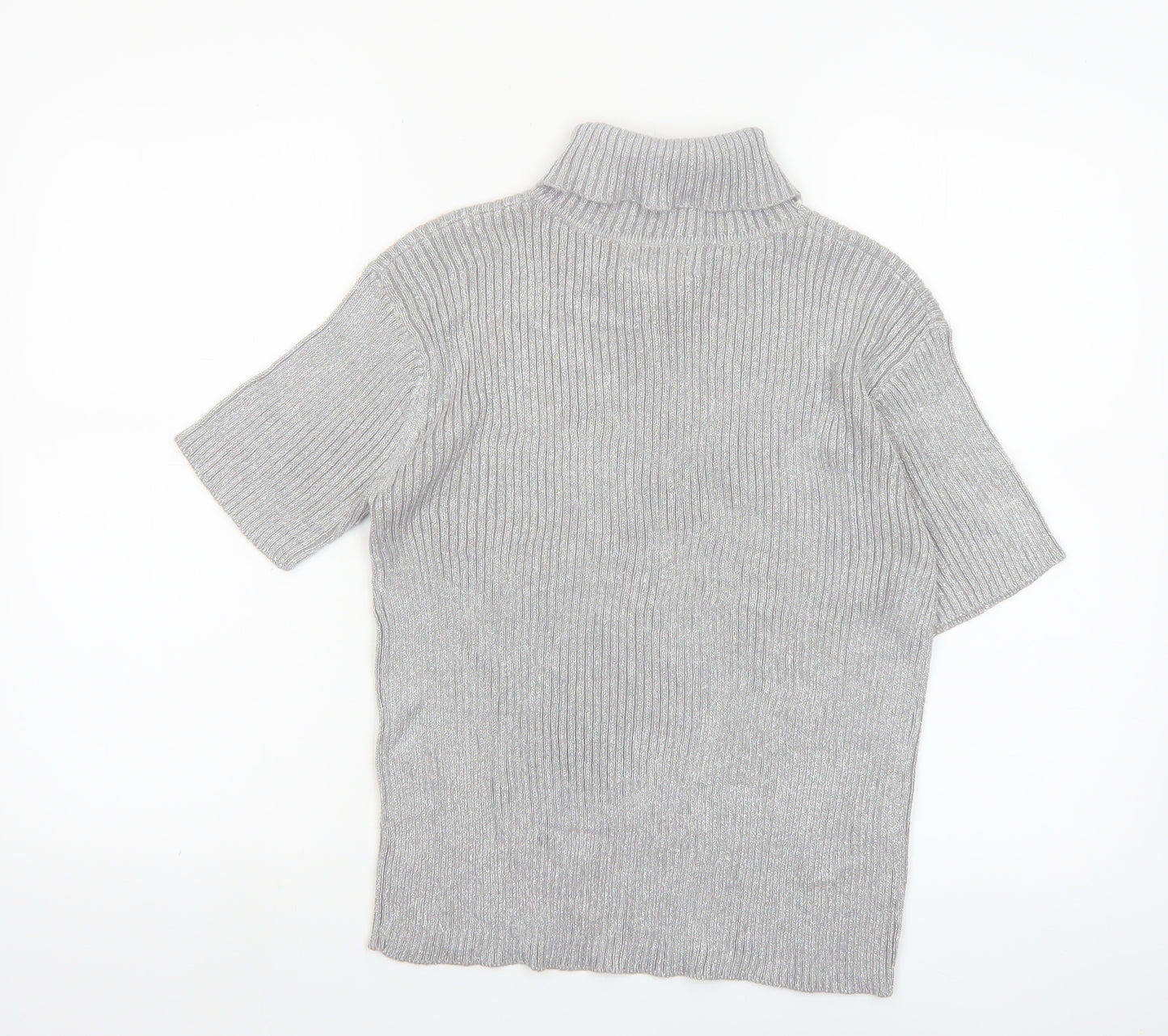 Paris Sport Club Womens Grey Roll Neck Short Sleeve Jumper L