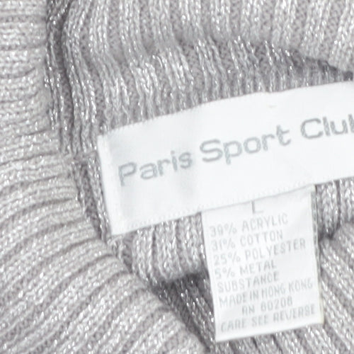 Paris Sport Club Womens Grey Roll Neck Short Sleeve Jumper L