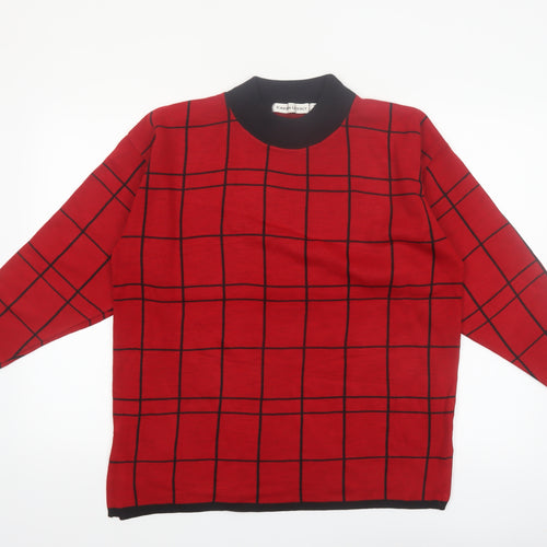 Karen Lessly Women's Red Black Check Jumper Size S Acrylic Knit