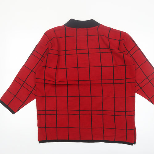 Karen Lessly Women's Red Black Check Jumper Size S Acrylic Knit
