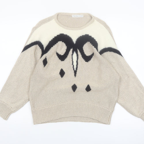 Malina Wong Womens Beige Geometric Knit Jumper Size 12