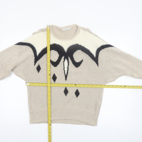 Malina Wong Womens Beige Geometric Knit Jumper Size 12