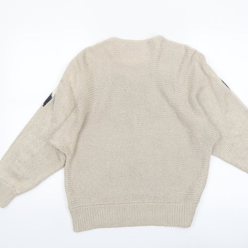 Malina Wong Womens Beige Geometric Knit Jumper Size 12