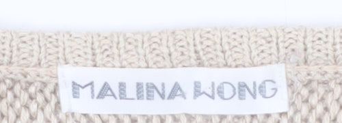Malina Wong Womens Beige Geometric Knit Jumper Size 12