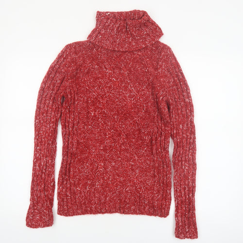 Denver Hayes Women's Red Roll Neck Chunky Knit Jumper Size S