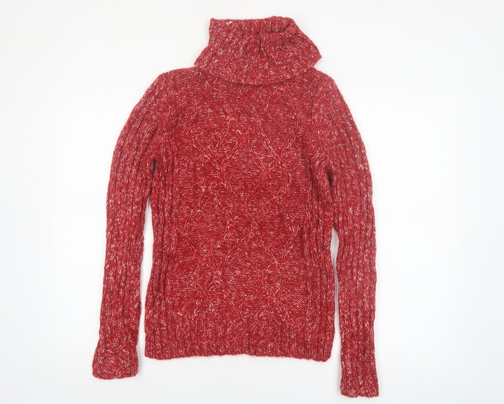 Denver Hayes Women's Red Roll Neck Chunky Knit Jumper Size S