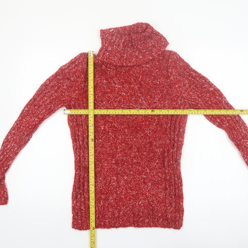 Denver Hayes Women's Red Roll Neck Chunky Knit Jumper Size S