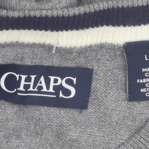 Chaps Men's Grey Cotton V-Neck Knit Vest Jumper Size L