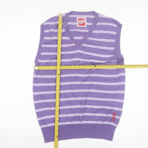 P.Life Men's Purple Striped V-Neck Sleeveless Knit Vest M