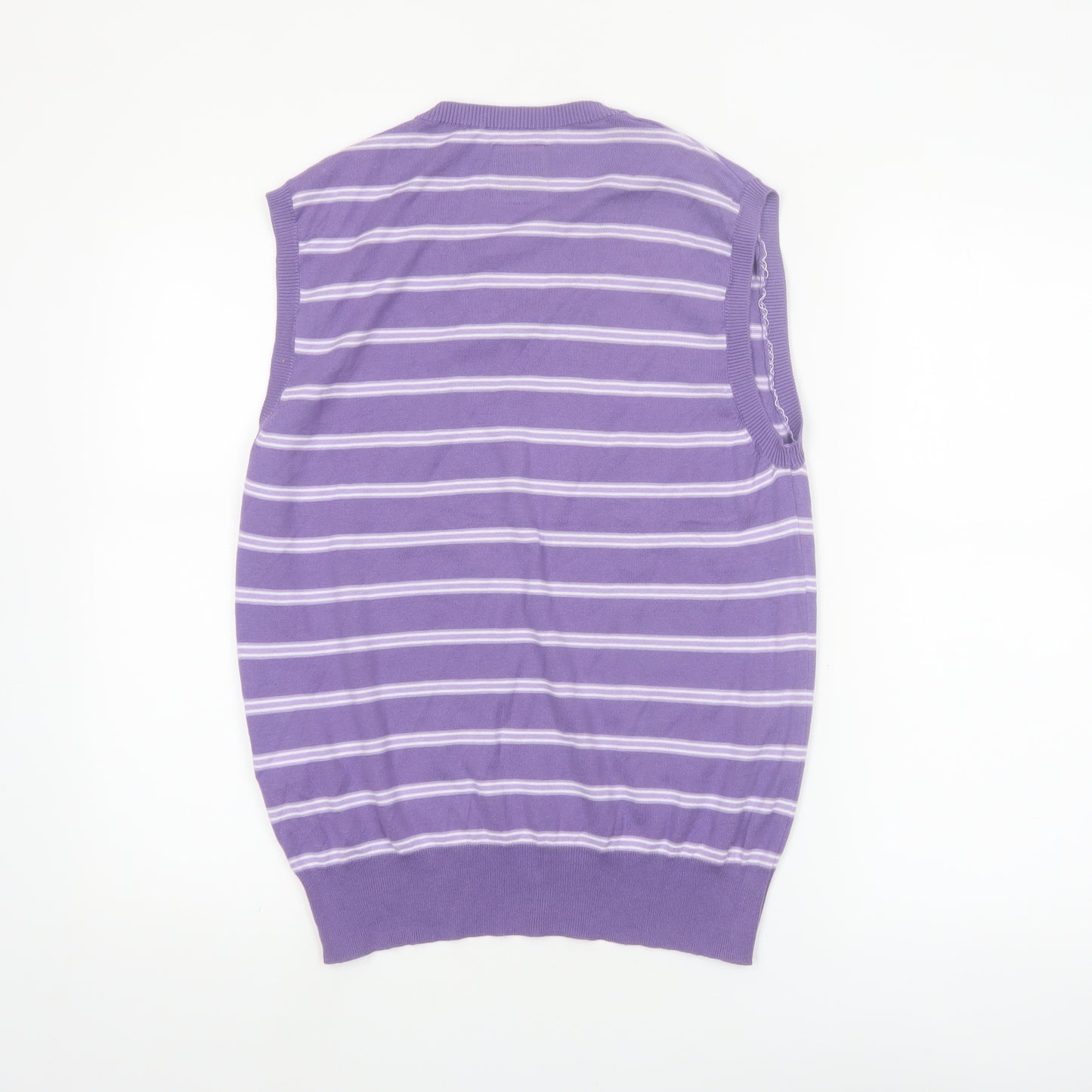 P.Life Men's Purple Striped V-Neck Sleeveless Knit Vest M