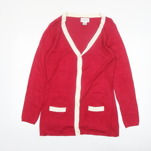 Chadwick's Women's Red V-Neck Long Sleeve Cardigan Size L