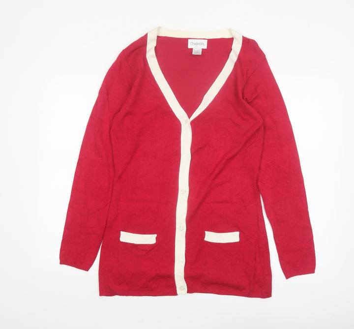 Chadwick's Women's Red V-Neck Long Sleeve Cardigan Size L