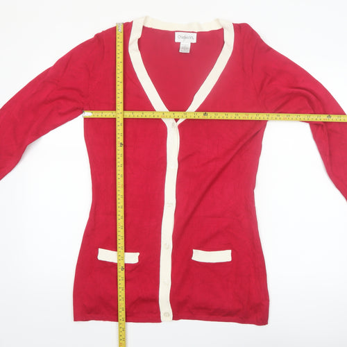 Chadwick's Women's Red V-Neck Long Sleeve Cardigan Size L