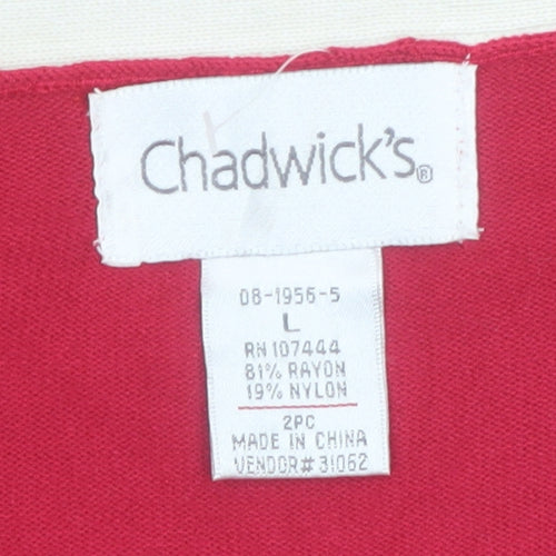 Chadwick's Women's Red V-Neck Long Sleeve Cardigan Size L
