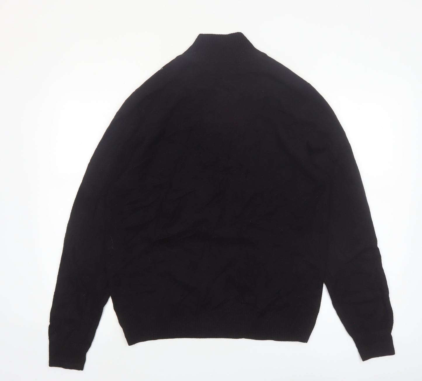 Tricots St Raphael Men’s Black Argyle 1/2 Zip High Neck Jumper Size L