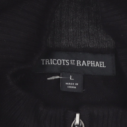 Tricots St Raphael Men’s Black Argyle 1/2 Zip High Neck Jumper Size L