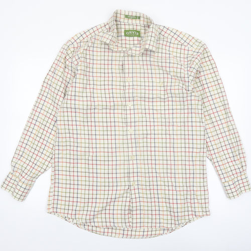Orvis Men's Multicoloured Check Cotton Button-Up Long Sleeve Shirt M
