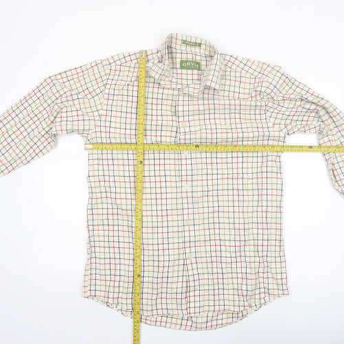 Orvis Men's Multicoloured Check Cotton Button-Up Long Sleeve Shirt M