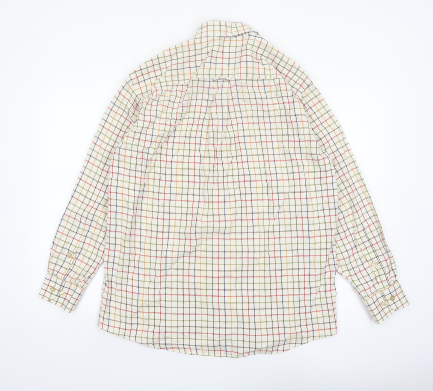 Orvis Men's Multicoloured Check Cotton Button-Up Long Sleeve Shirt M