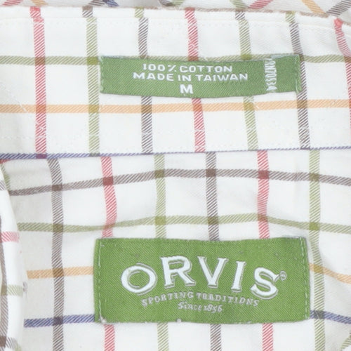 Orvis Men's Multicoloured Check Cotton Button-Up Long Sleeve Shirt M