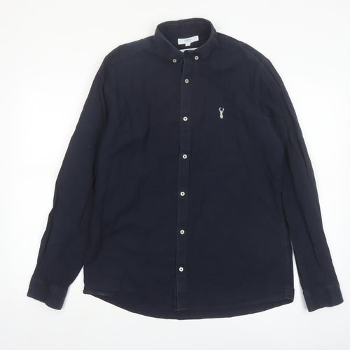 Next Men's Blue Slim Fit Long Sleeve Button-Up Shirt M