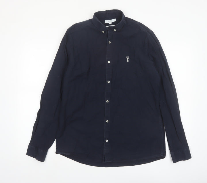 Next Men's Blue Slim Fit Long Sleeve Button-Up Shirt M