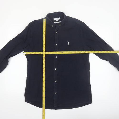 Next Men's Blue Slim Fit Long Sleeve Button-Up Shirt M