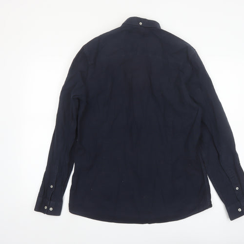Next Men's Blue Slim Fit Long Sleeve Button-Up Shirt M