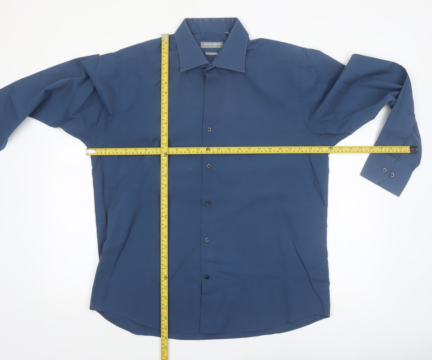 Jack Reid Mens Blue 16.5in Regular Fit Long Sleeve Button-Up Shirt