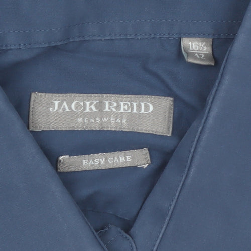 Jack Reid Mens Blue 16.5in Regular Fit Long Sleeve Button-Up Shirt