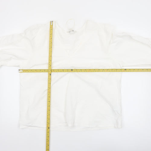 Marks and Spencer Women White Cotton Embroidered Tunic Blouse Size 18