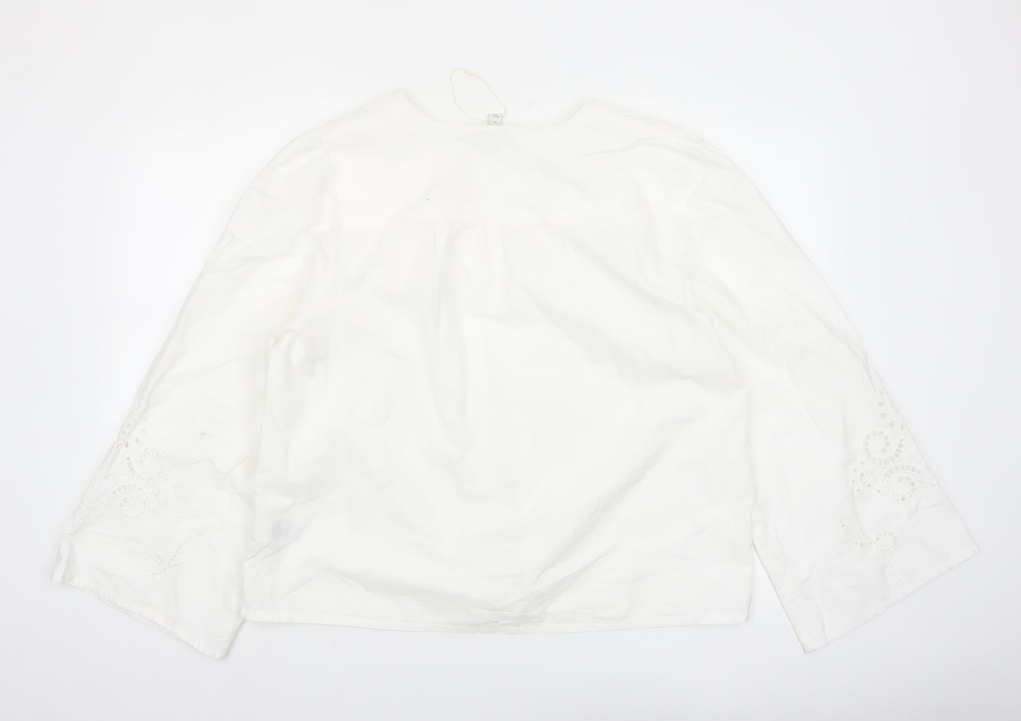 Marks and Spencer Women White Cotton Embroidered Tunic Blouse Size 18