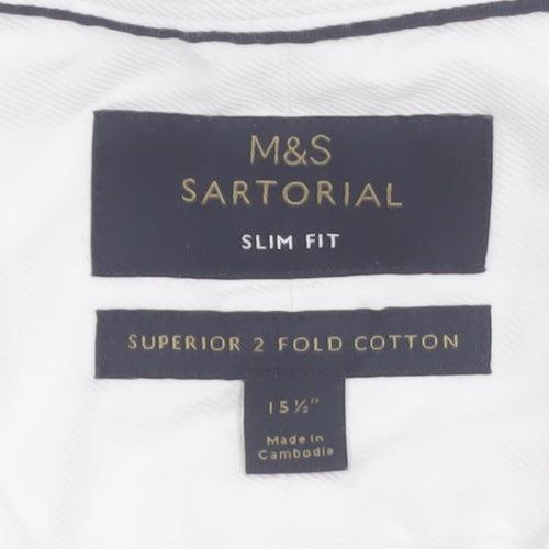 Marks and Spencer Mens White Slim Fit Formal Dress Shirt 15.5in