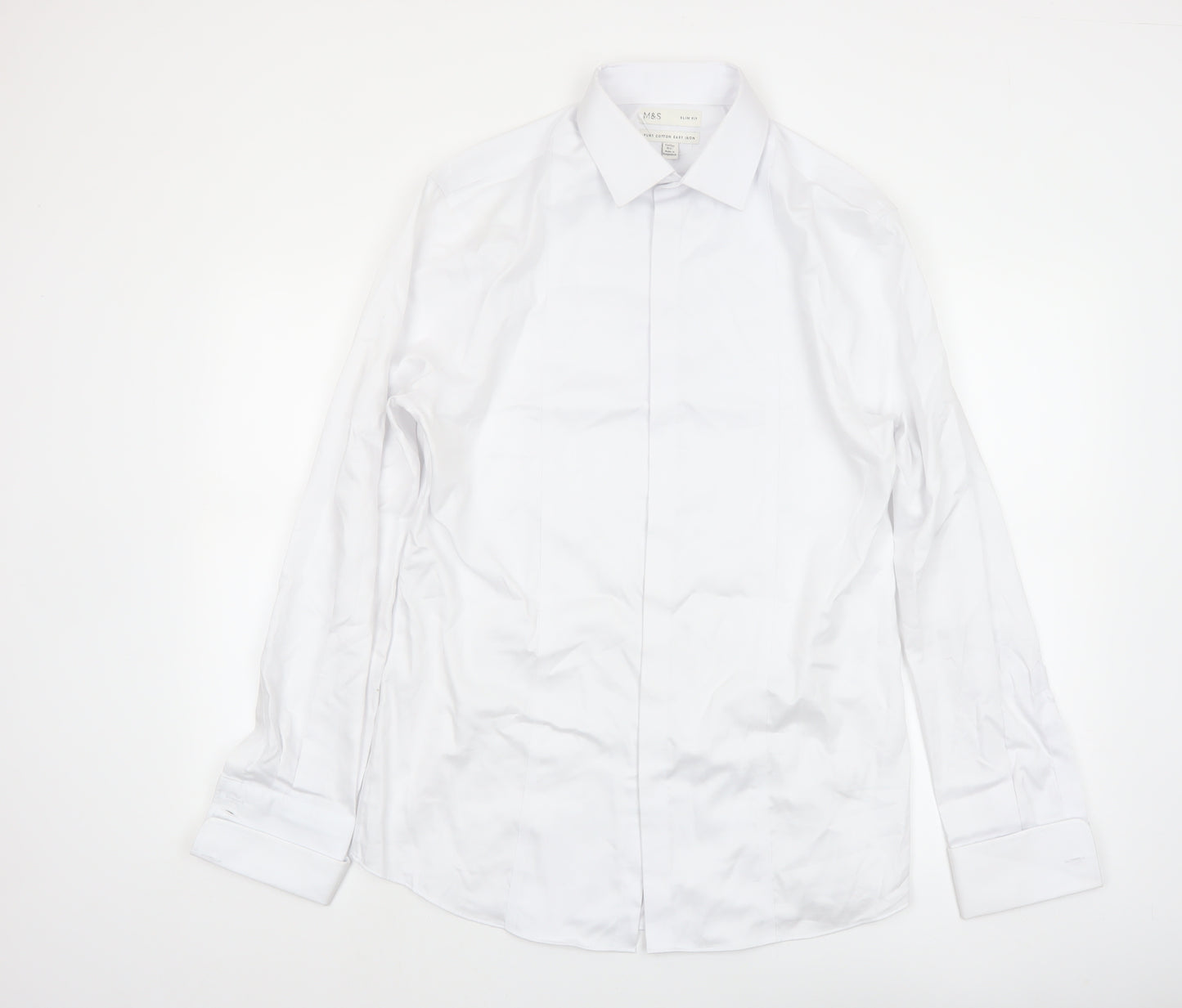 Marks and Spencer Men's White Slim Fit Pure Cotton Dress Shirt 15.5in