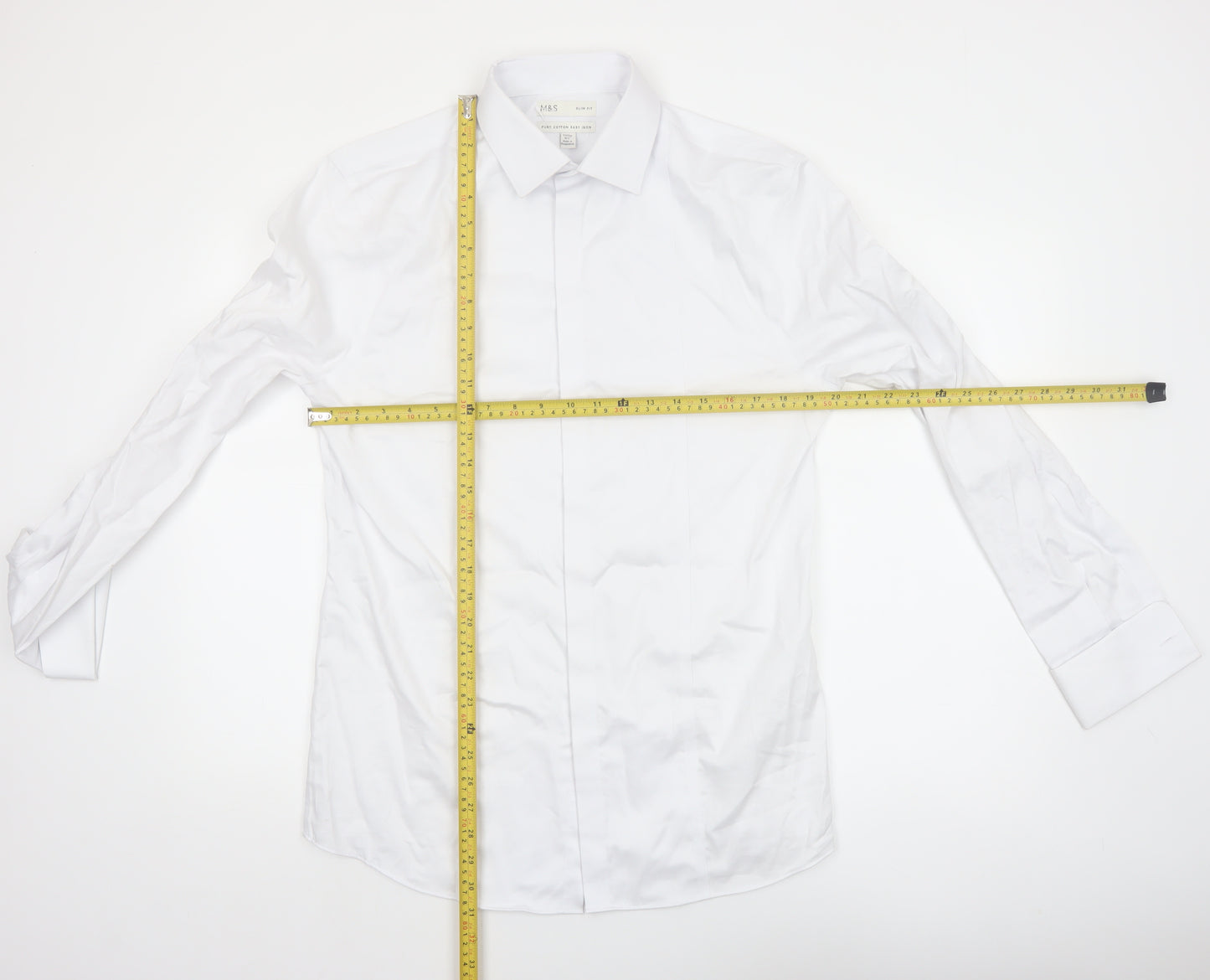 Marks and Spencer Men's White Slim Fit Pure Cotton Dress Shirt 15.5in