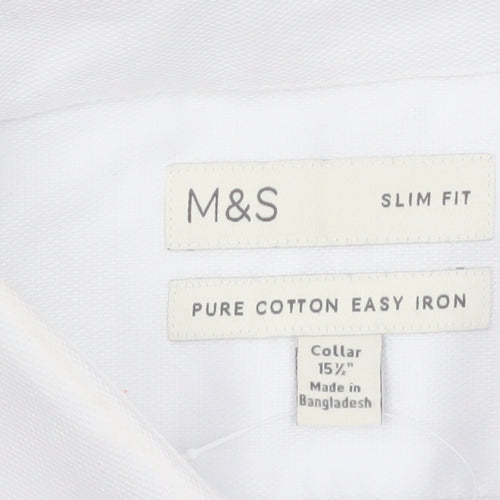 Marks and Spencer Men's White Slim Fit Pure Cotton Dress Shirt 15.5in