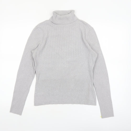 Worthington Womens Grey Roll Neck Knit Jumper Size L